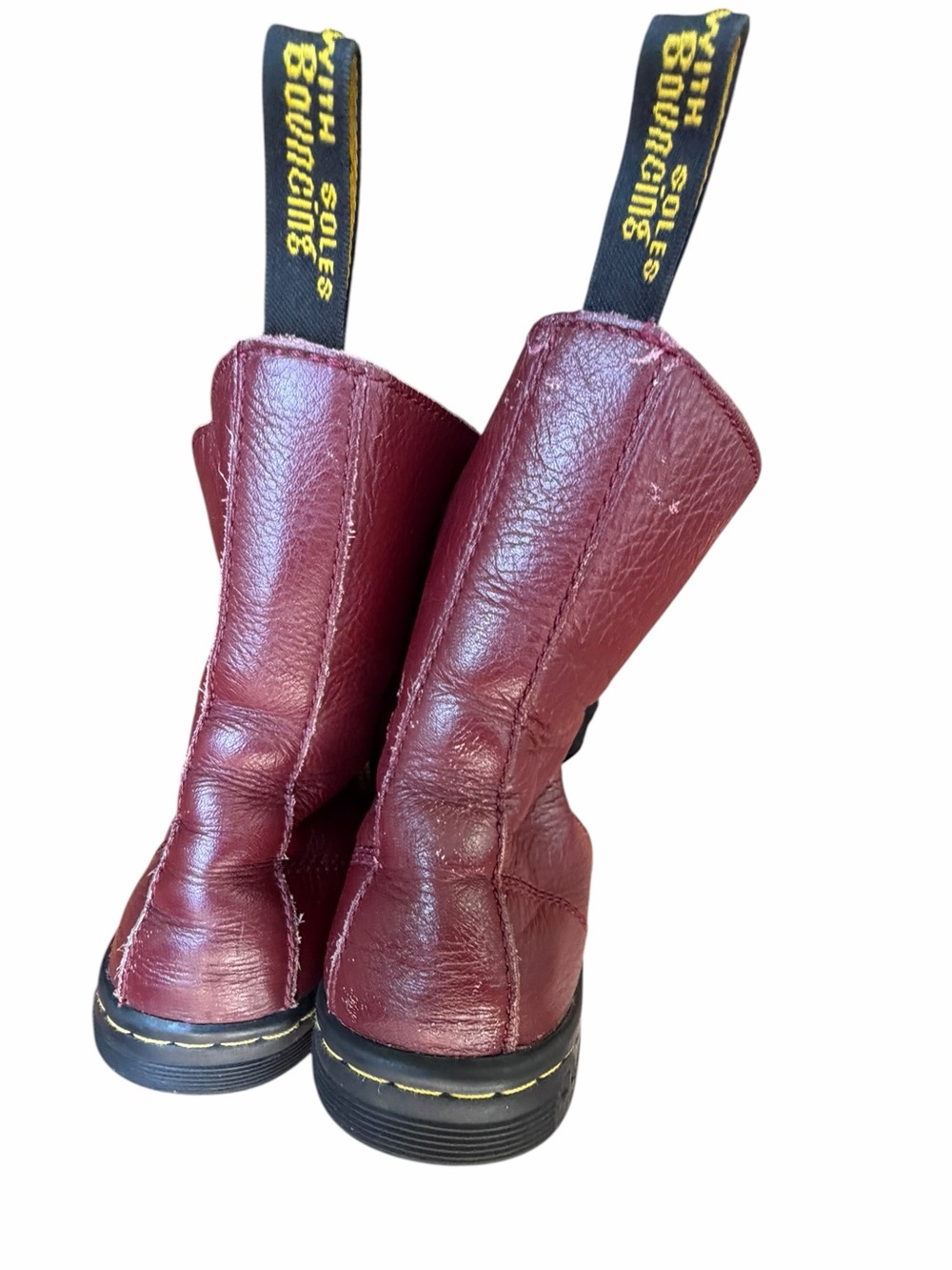 Dr. Martens Burgundy Leather Floral Lined Lace-Up Boots Vintage Style Size US 7L - Picture 3 of 9